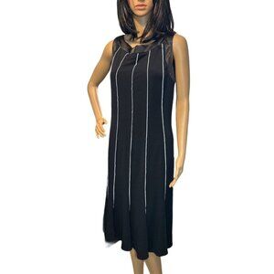 (5 for $25) Sandra Darren Black Sleeveless Piped Flare Dress Size 12